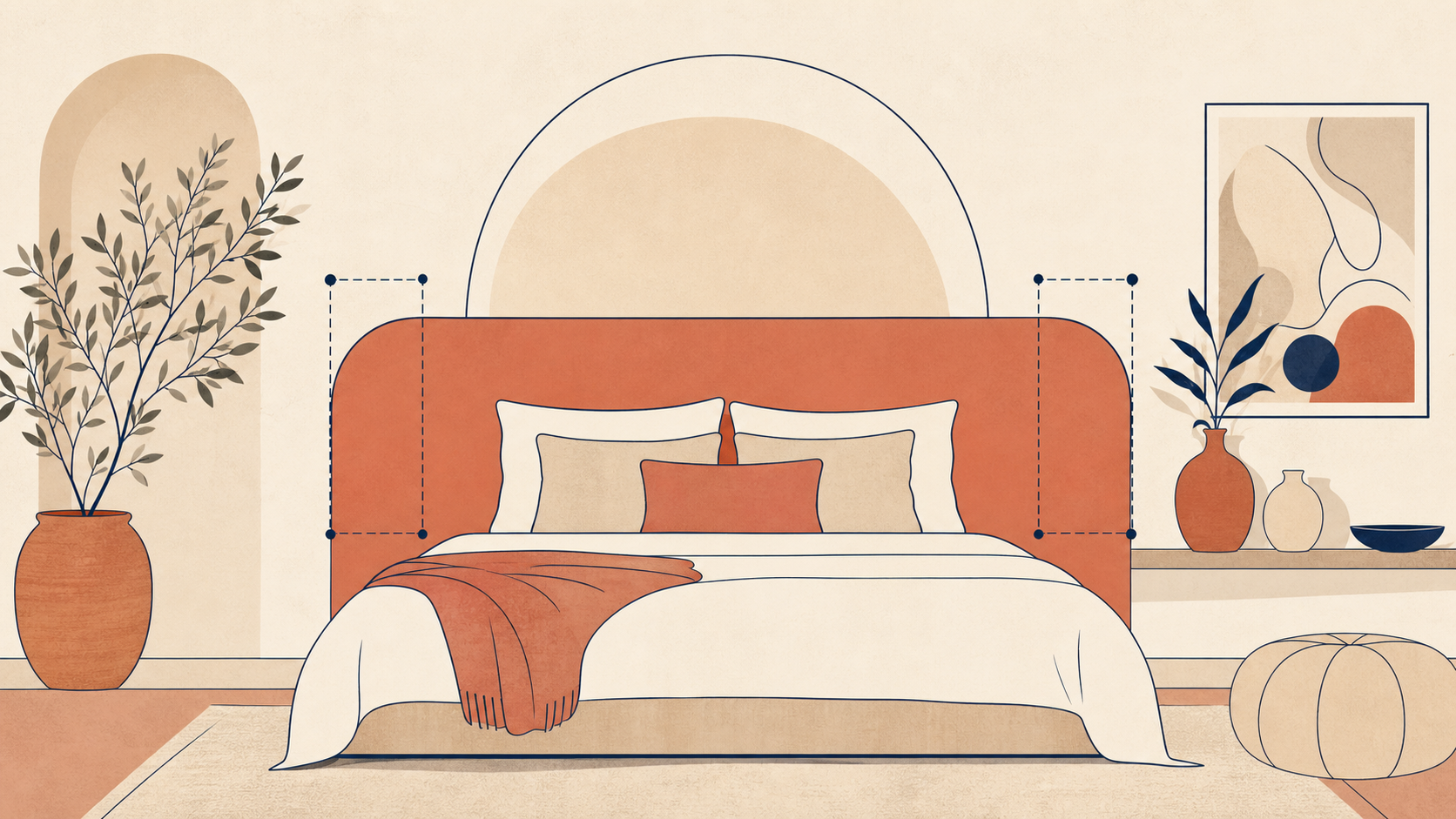 Illustration d'une tête de lit plus large que le lit