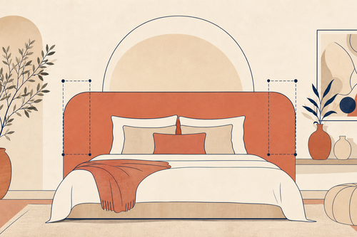 Illustration d'une tête de lit plus large que le lit
