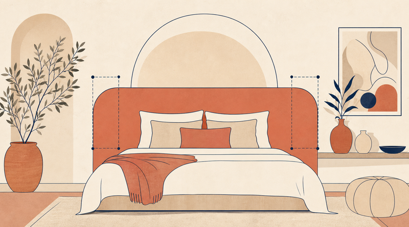 Illustration d'une tête de lit plus large que le lit