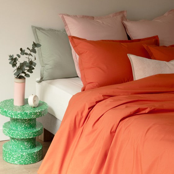 Parure de lit Onéa en percale coloris Mandarine